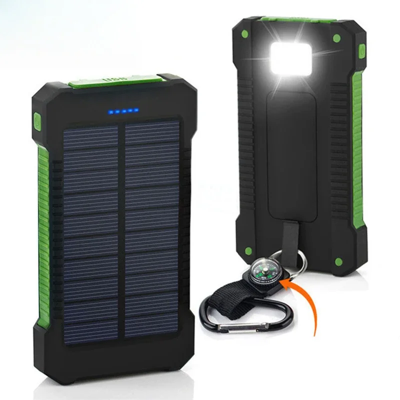 Usb Charger Dynamo - 20000mAh ポータブルソーラーパワーバンク防水外部バッテリーバックアップパワーバンク 20000 MAh 電話バッテリー充電器 LED