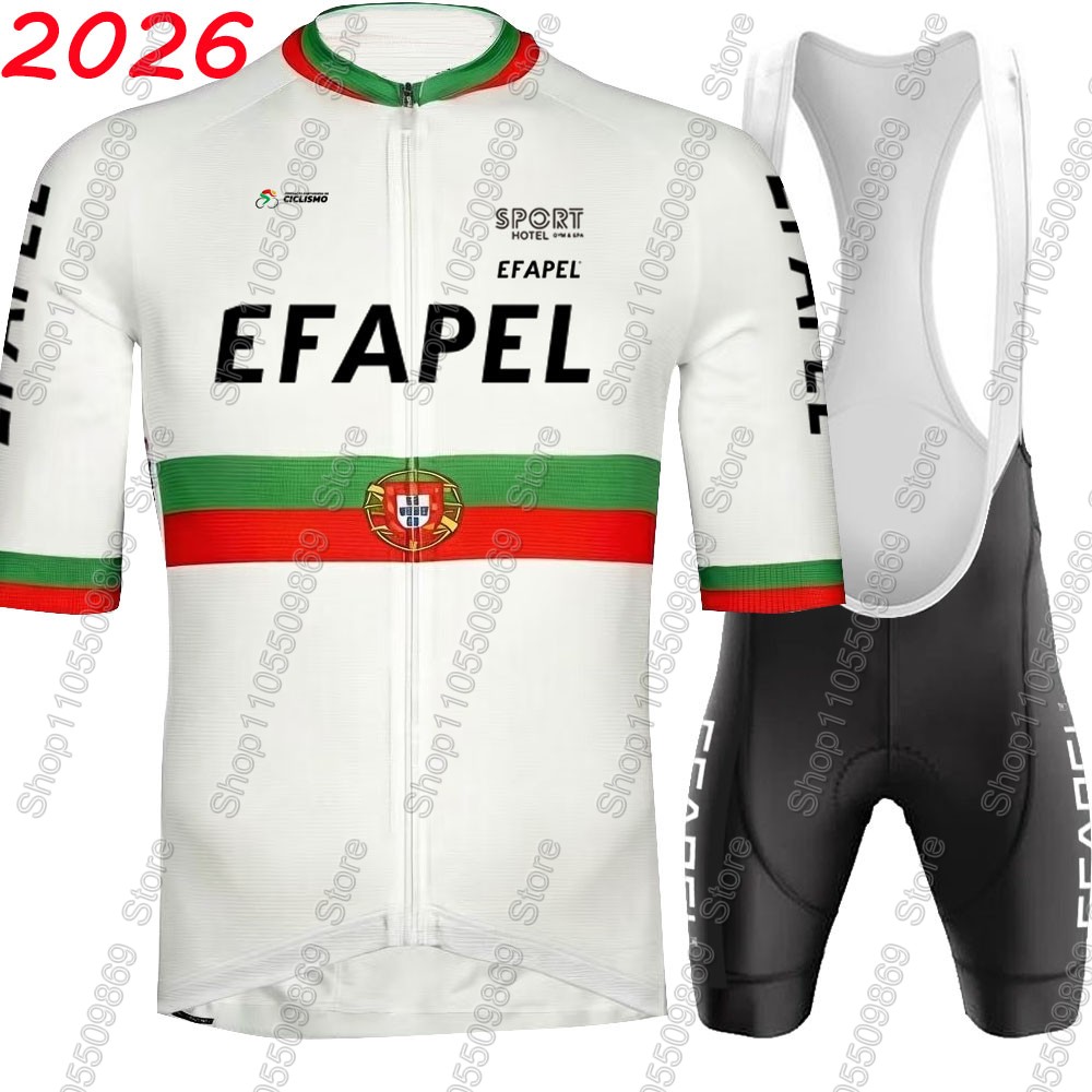 Cycling Commuter Shorts - ポルトガル 2026 エファペルチームサイクリングジャージセット夏の自転車服キットロードバイクシャツスーツ自転車ビブショーツ MTB マイヨ