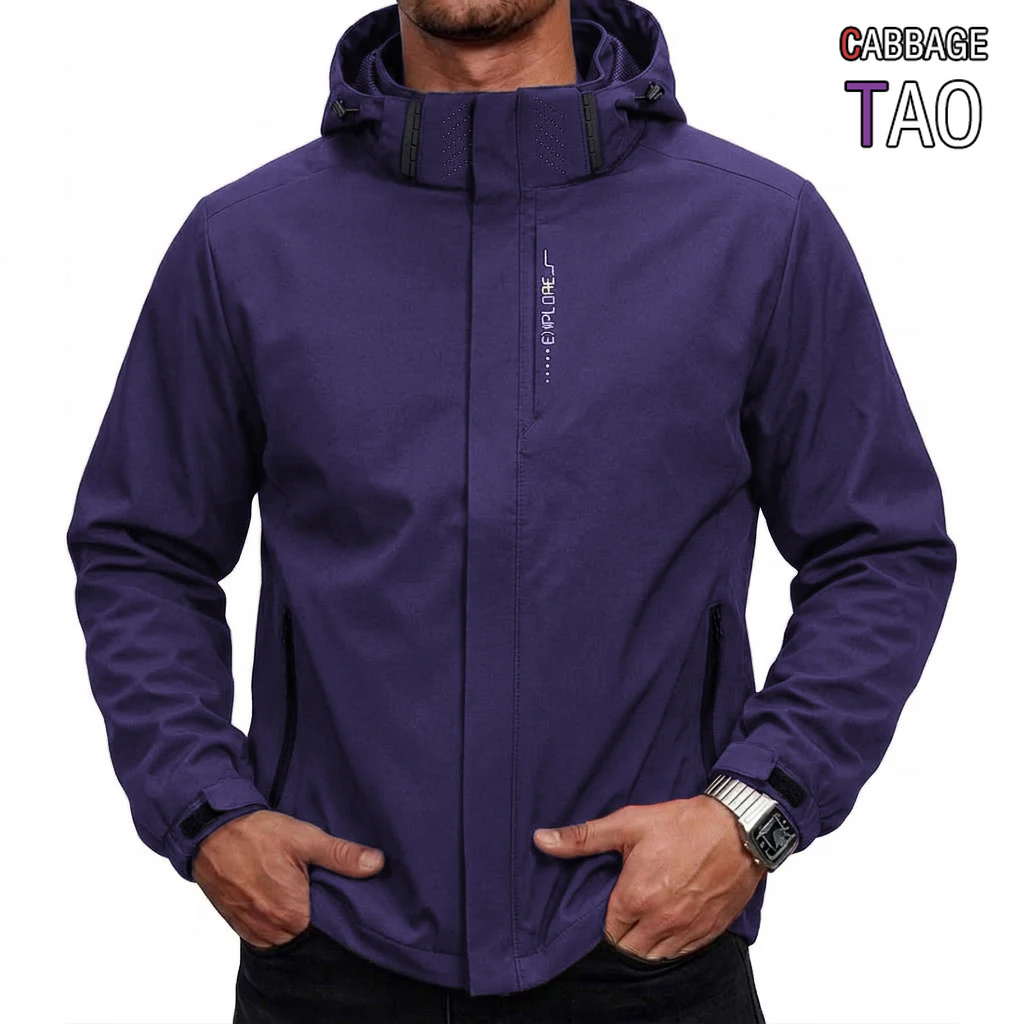 Cycling Commuter Jacket - メンズ防水タクティカルウィンドブレーカージャケット、取り外し可能なフード付き、多ポケットカーゴワークコート、サイクリングレインアウターウェア