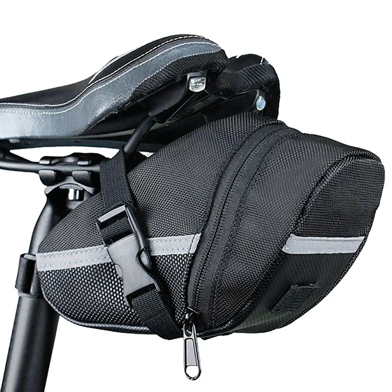 Saddle Bag Under Seat - 反射ストリップ付き自転車サドル下シートバッグ防水オックスフォード生地クイックマウントリアポーチマウンテンロード用コンパクト収納