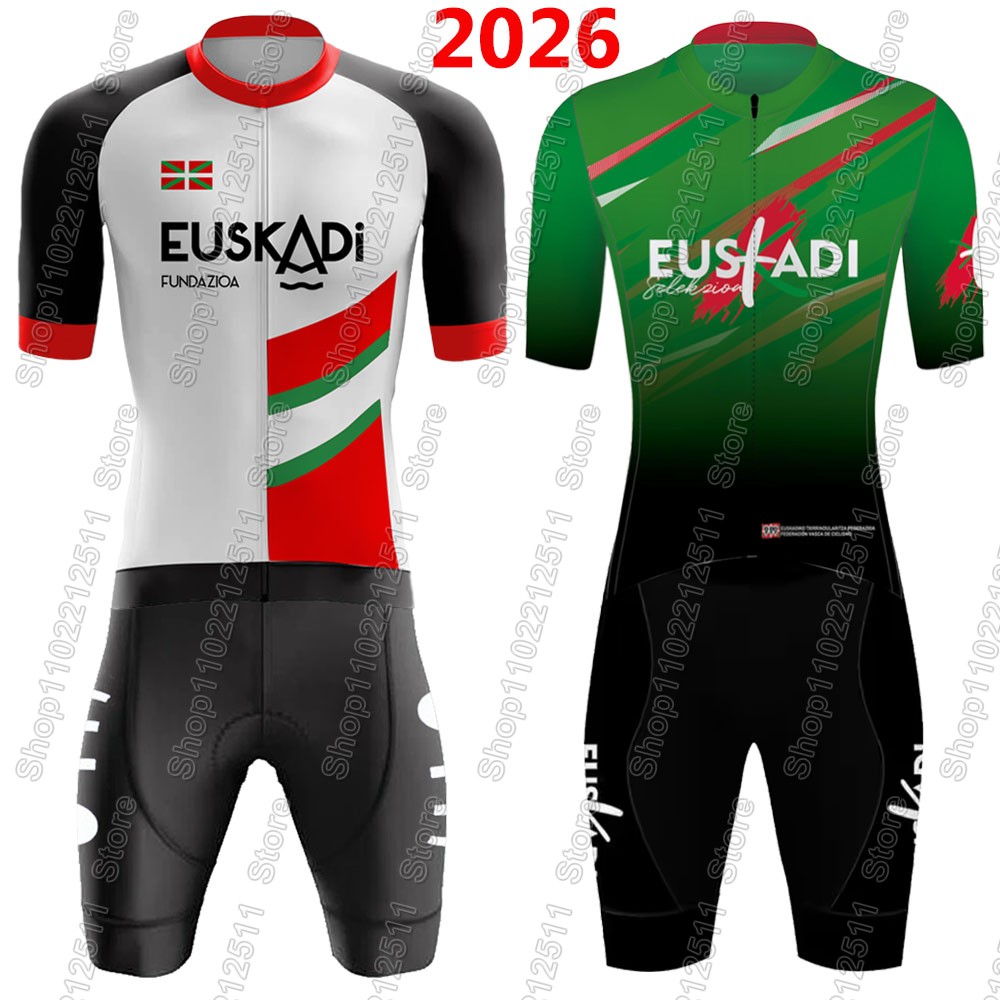 Cycling Commuter Shorts - Euskadi チームサイクリングジャージ 2026 セット夏スペイン自転車服ロードバイクシャツスーツ自転車ビブショーツ MTB Ropa
