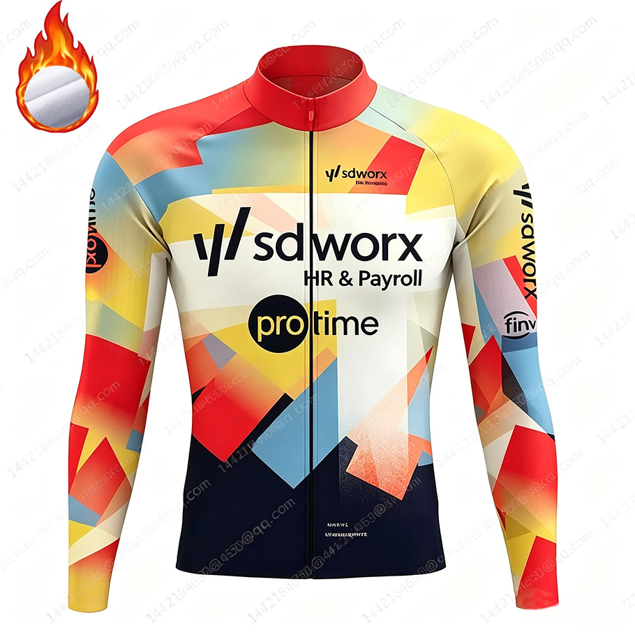 Cycling Commuter Jacket - SD Worx 2026 チームサーマルフリースサイクリングジャケット男性用長袖コート MTB バイクジャージ暖かいアウター冬サイクリングセット