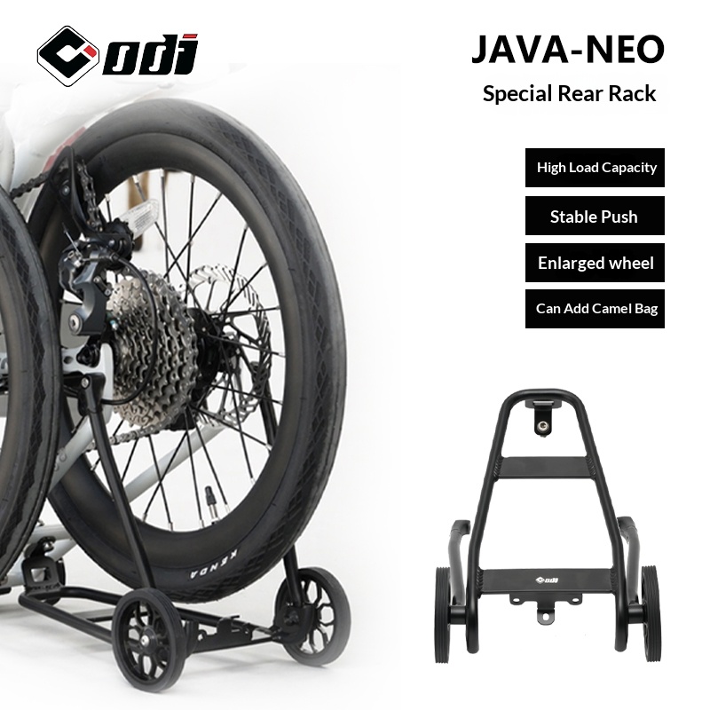 Cargo Rack Aluminum - ODIスペシャルリアラック JAVA NEO 16インチ/20インチ折りたたみ自転車用 高耐荷重アルミ合金リアシェルフ 拡大ホイール付き