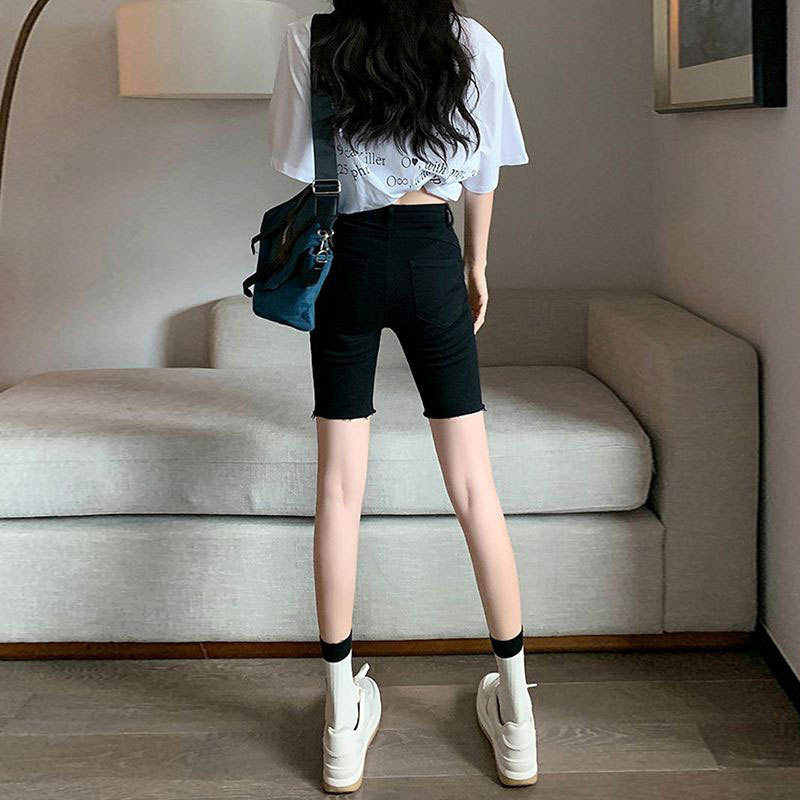 ブラックデニムショートパンツ レディース 薄手 夏用 ハイウ - Cycling Shorts For Commute のレビューと価格