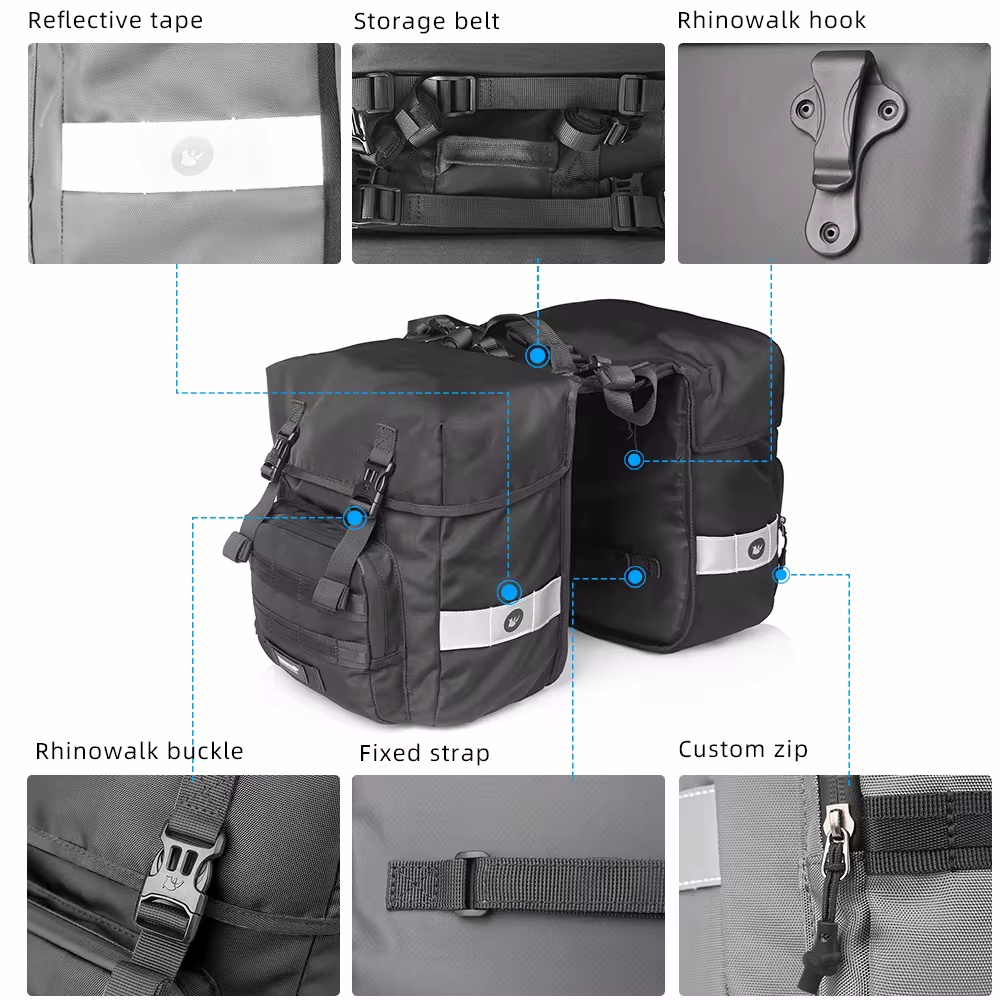 40L自転車パニアバッグ 2 in 1両面バイクバッグ 防水 - Panniers Waterproof Rear のレビューと価格