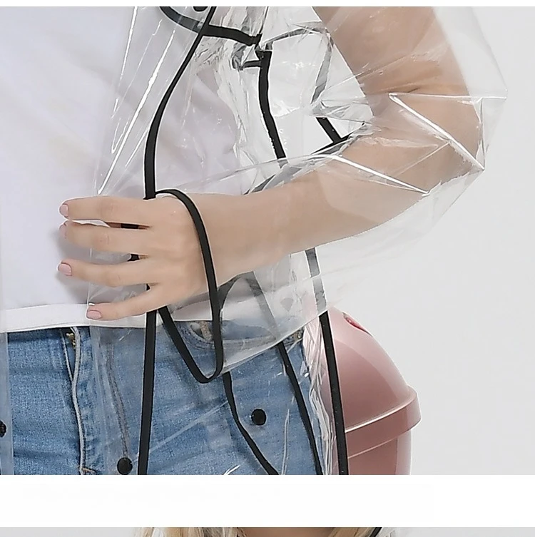 透明 EVA ベルト付きロングレインコートトリムフード付きユ - Waterproof Cycling Commute のレビューと価格