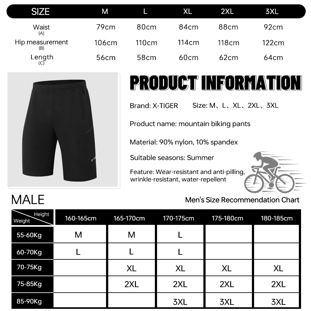 X-TIGER 2 in 1 サイクリングショーツ ダブルレ - Cycling Shorts For Commute のレビューと価格